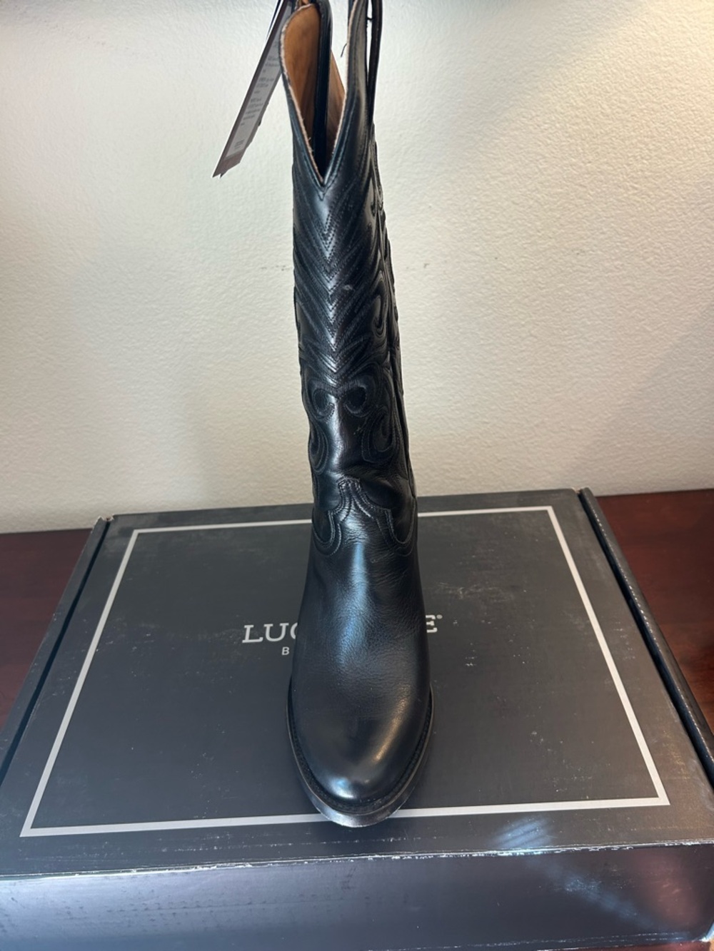 Lucchese Black Embroidered Leather Western Boots – NEW - Picture 4 of 5
